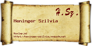Heninger Szilvia névjegykártya